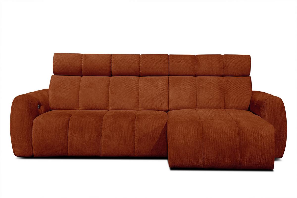 ECKSOFA KIMI 3-Sitzer, ausziehbarer Sitz, verstellbare Kopfstützen, rot - Rot/Schwarz, Holzwerkstoff/Textil (270/160cm) - Wozimo