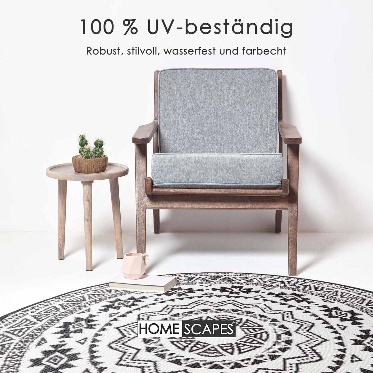 OUTDOORTEPPICH Ethno-Muster rund 180 cm - Schwarz, Kunststoff (180/180cm) - Homescapes