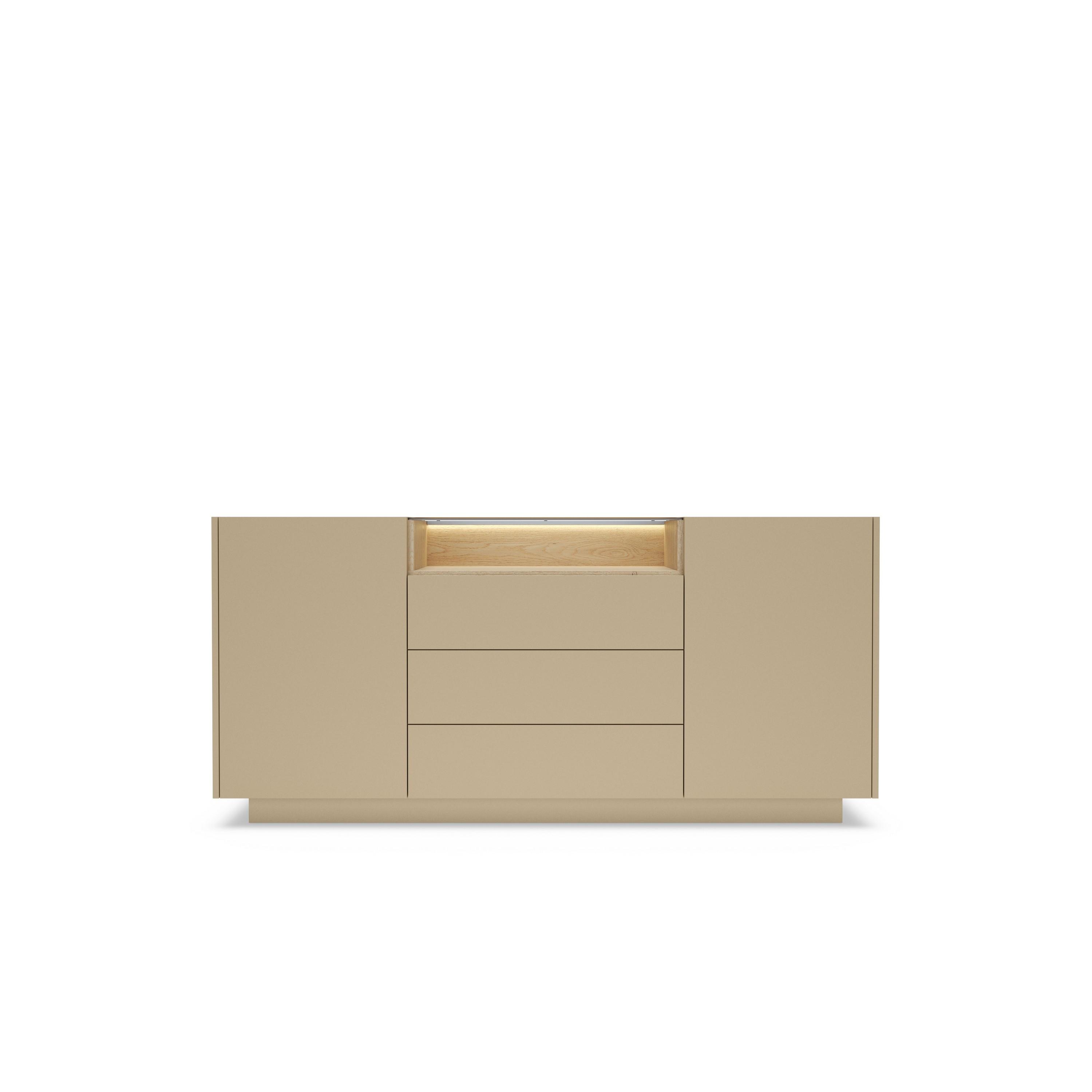 KOMMODE PORTA 176,4/83/39,5cm mit 3 Schubladen 2 Türen Beige - Eichefarben/Beige, Holzwerkstoff (176.4/83/39.5cm) - MASSENO