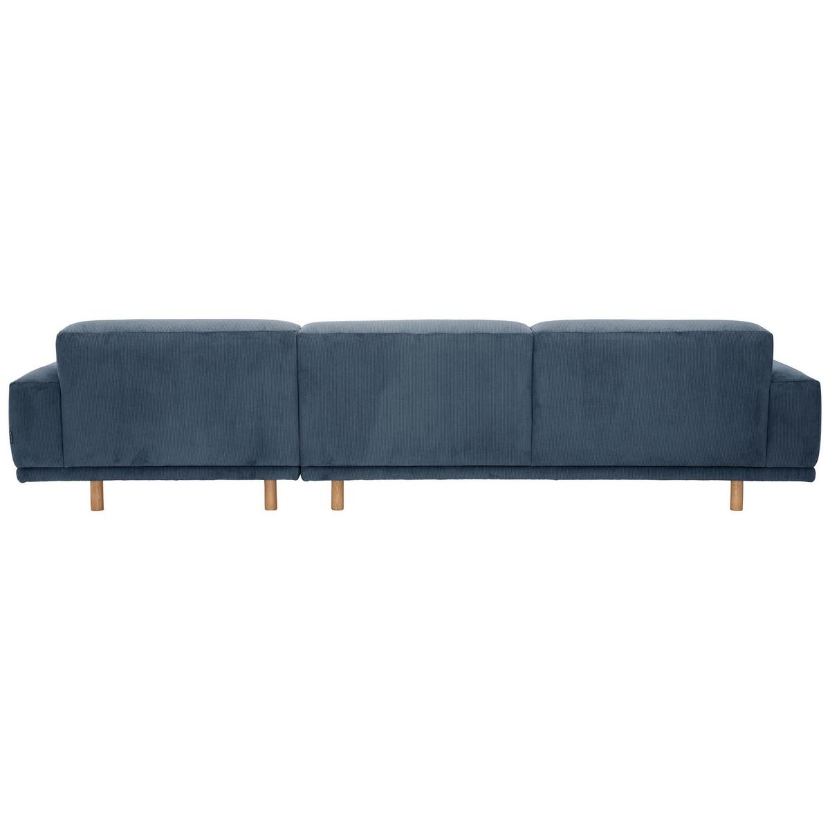 ECKSOFA mit Longchair rechts Kattryna Cordstoff blau - Blau, Kunststoff (133/283cm) - 58aufmkessel