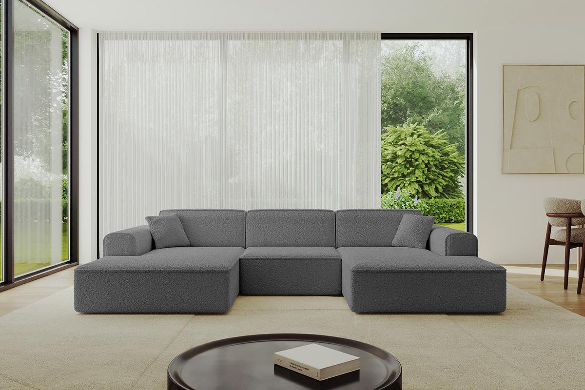WOHNLANDSCHAFT IREA-U1-v3 - 301x165x77 cm Grau - Olivgrün, Holzwerkstoff/Textil (301/77/165cm) - ALTDECOR
