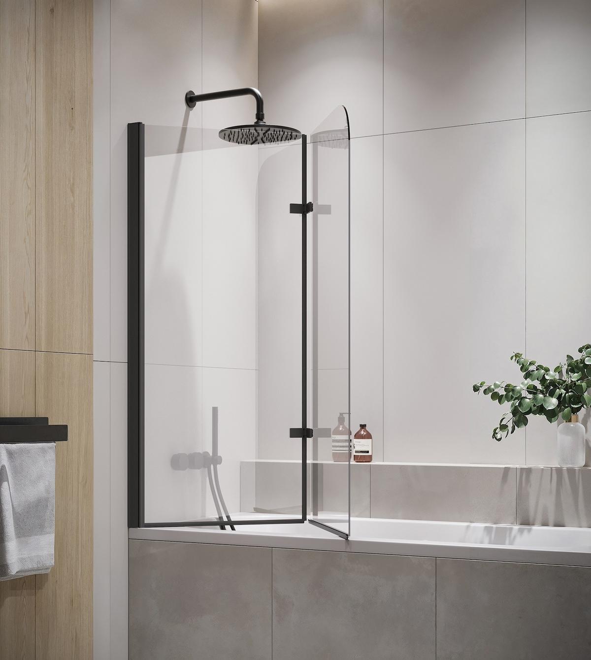 BADEWANNE Austin 2 Teile cm Schwarz - 120 x 140 cm - Schwarz, Glas (120/140cm) - Badplaats