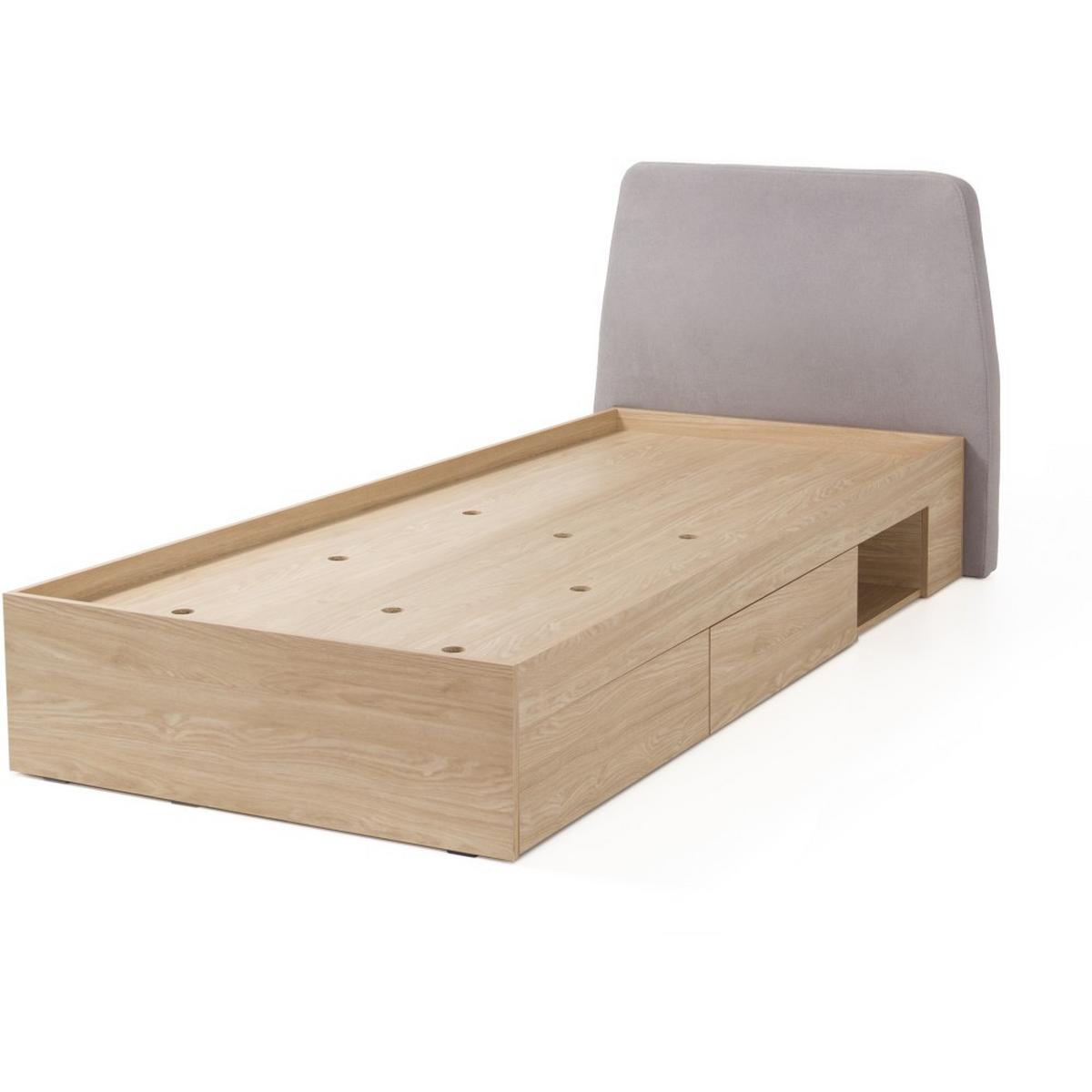 JUGENDBETT Alex mit 2 Schubladen, 90x200 cm, Eukalyptus - Eukalyptusholzfarben/Schwarz, Holzwerkstoff (90/200cm) - Beautysofa