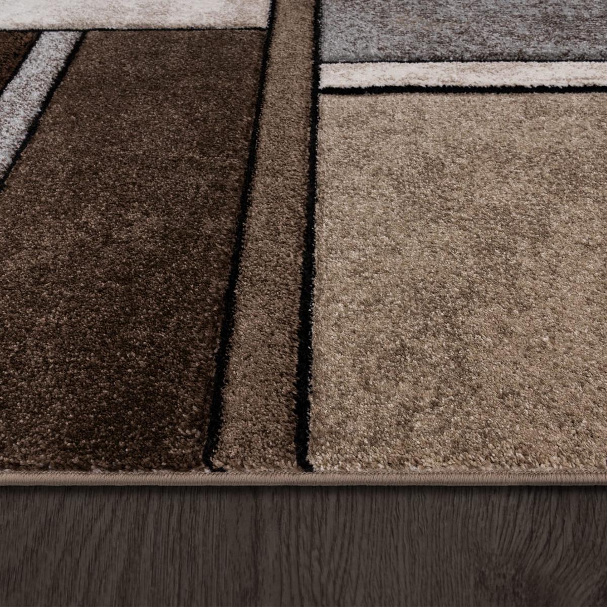 KURZFLORTEPPICH, geometrisch, Florhöhe 13 mm, Braun, 120 x 170 cm - Braun, Textil (170/120cm) - KADIMA DESIGN