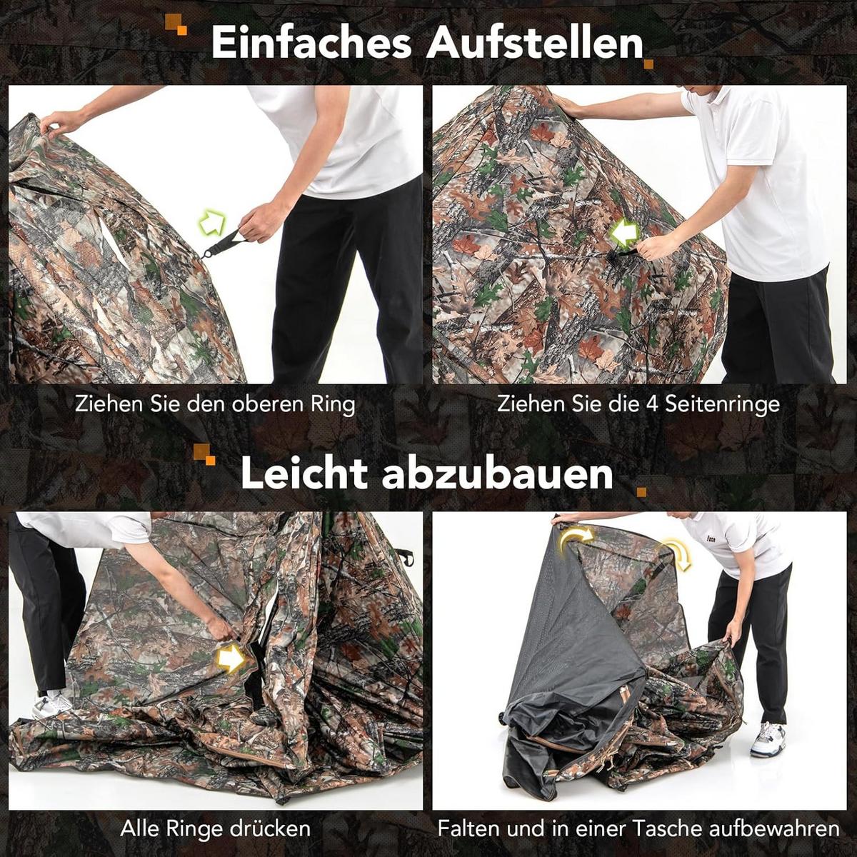 JAGDZELT Camouflage - Multicolor, Textil (211/175/211cm) - COSTWAY