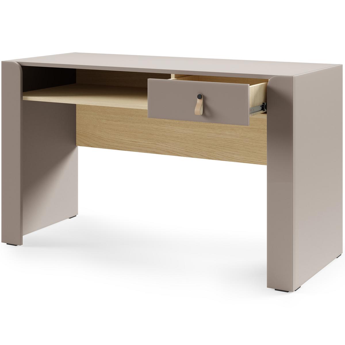 SCHREIBTISCH Sorella mit Schublade und offenem Regal, für Jugendzimmer, Porcini + Eiche Mavelie - Eichefarben/Cappuccino, Leder/Holzwerkstoff (52/120/76cm) - Beautysofa