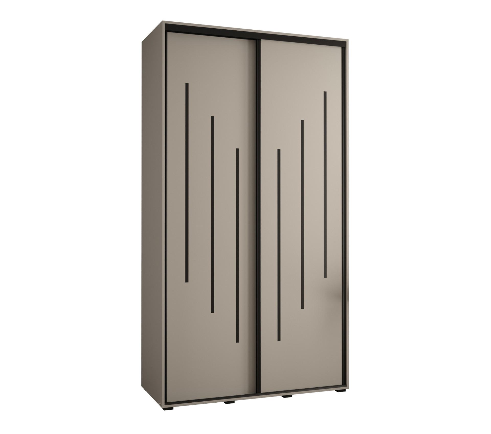 SCHWEBETÜRENSCHRANK 235,2/140/45 2-türig - Kaschmir/Schwarz, Holz/Metall (140/235.2/45cm) - MÖBEL KRYSPOL