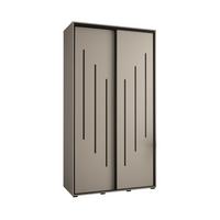 SCHWEBETÜRENSCHRANK 235,2/140/45 2-türig - Kaschmir/Schwarz, Holz/Metall (140/235.2/45cm) - MÖBEL KRYSPOL