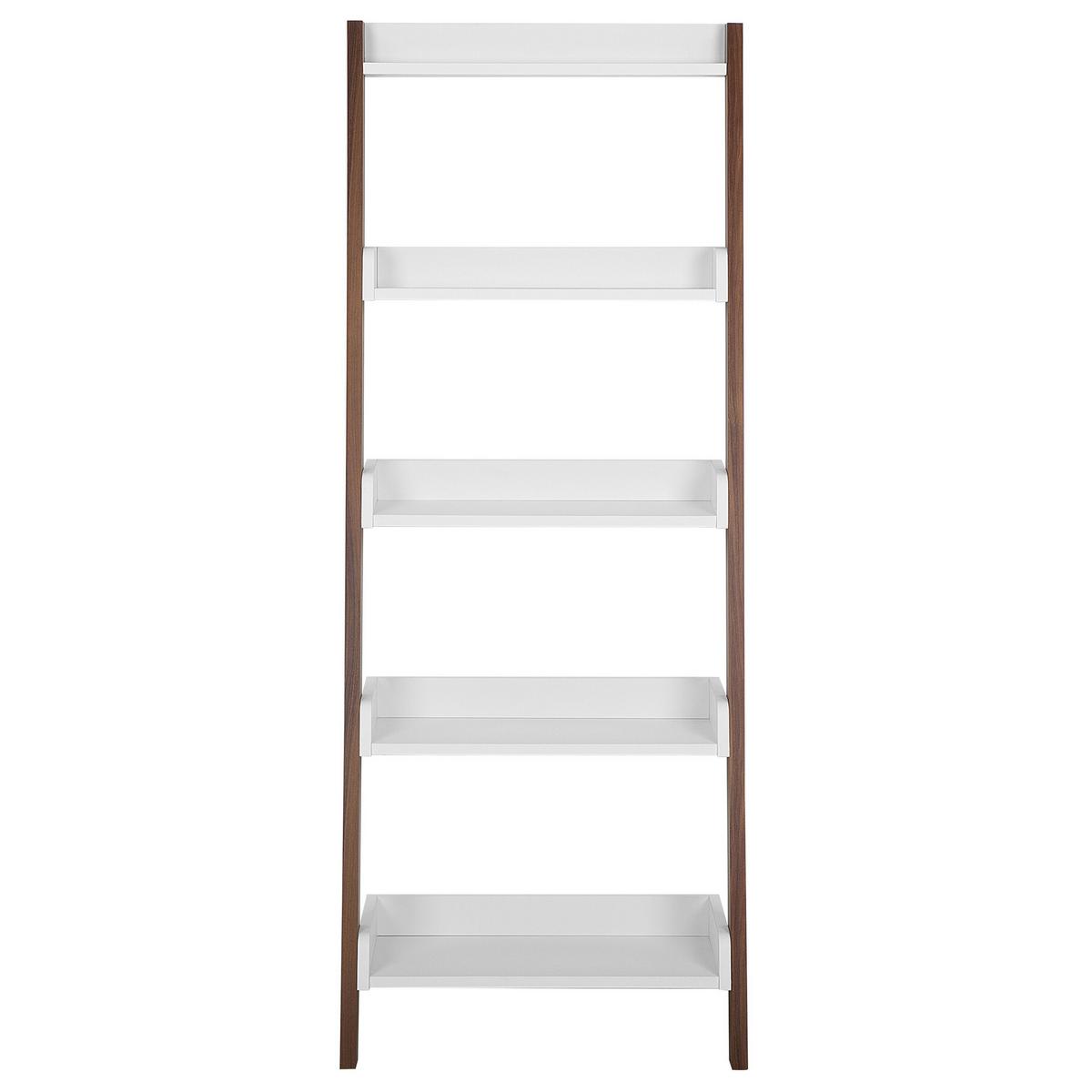 BÜCHERREGAL 5 Fächer Dunkler Holzfarbton/Weiß Mobile Trio - Weiß, Holzwerkstoff (65/164/32cm) - Beliani