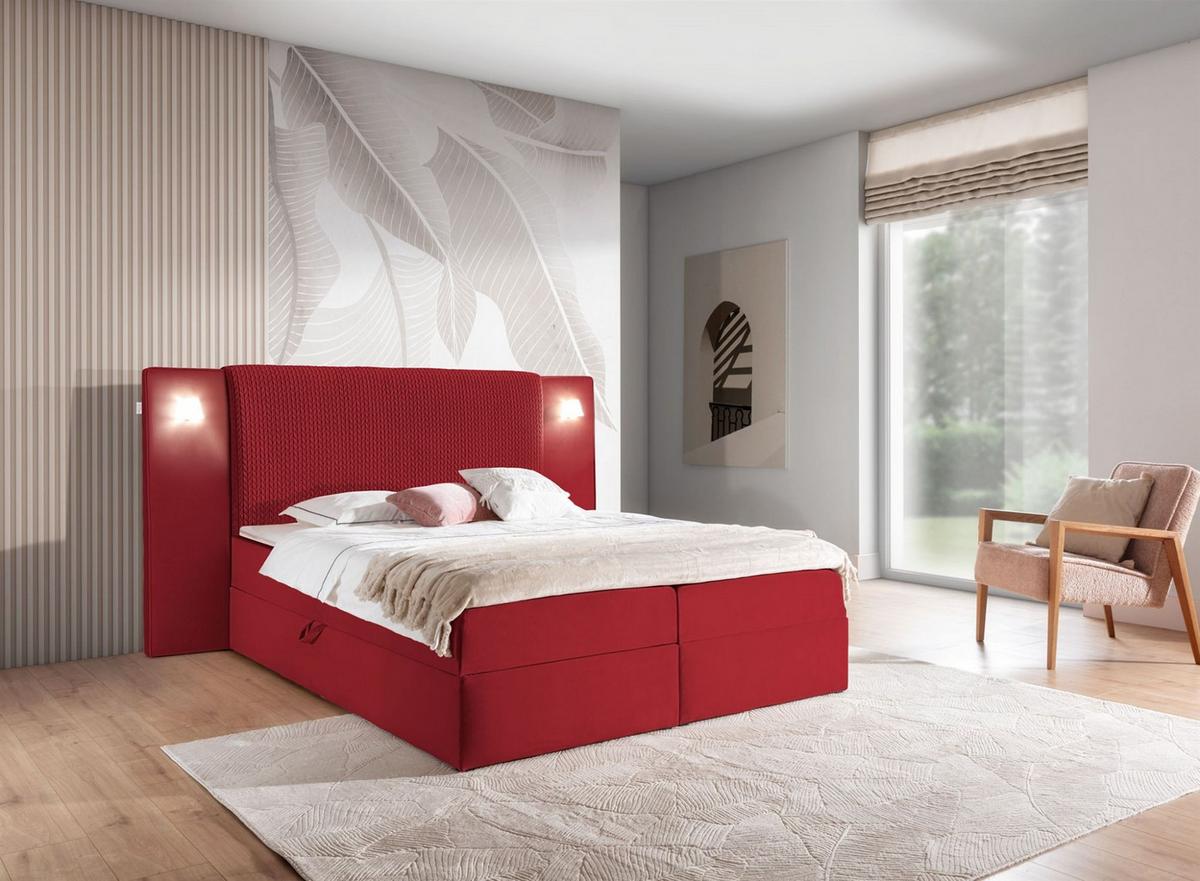 BOXBETT Marten überlänge Set.4 - Rot, Holzwerkstoff/Textil (140/220cm) - Fun Möbel
