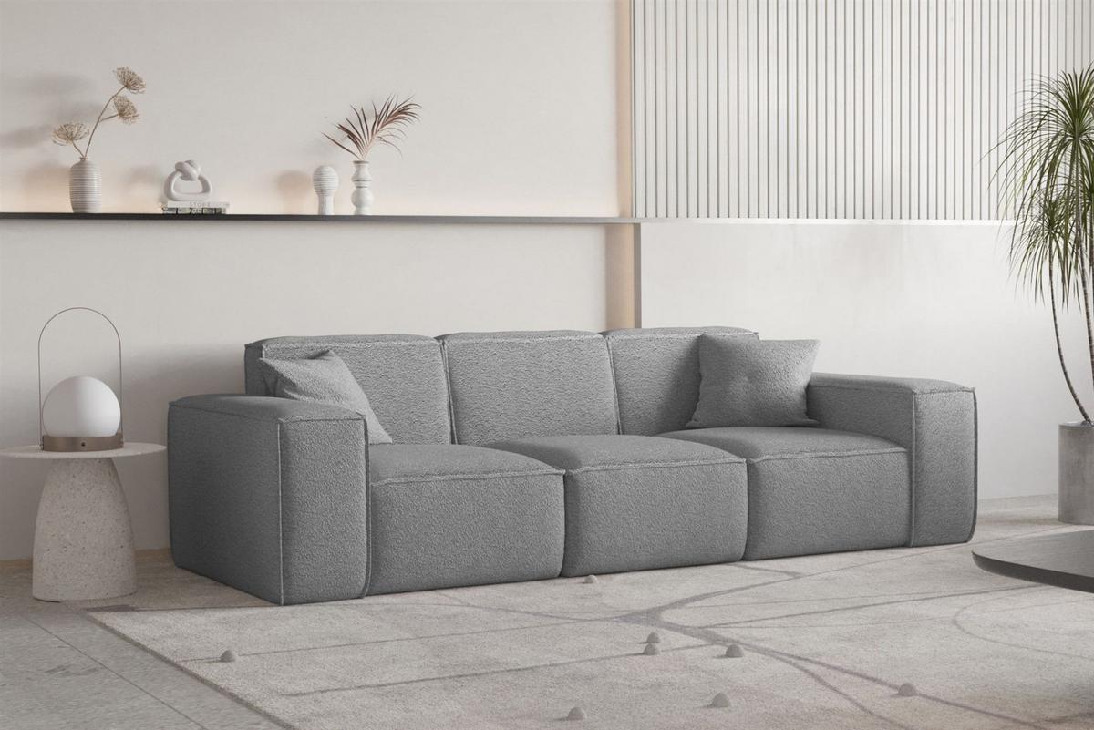 SOFA Celes Premium 3-sitzer Ascot Bukla - Grau, Holzwerkstoff/Textil (225/73/88cm) - Fun Möbel