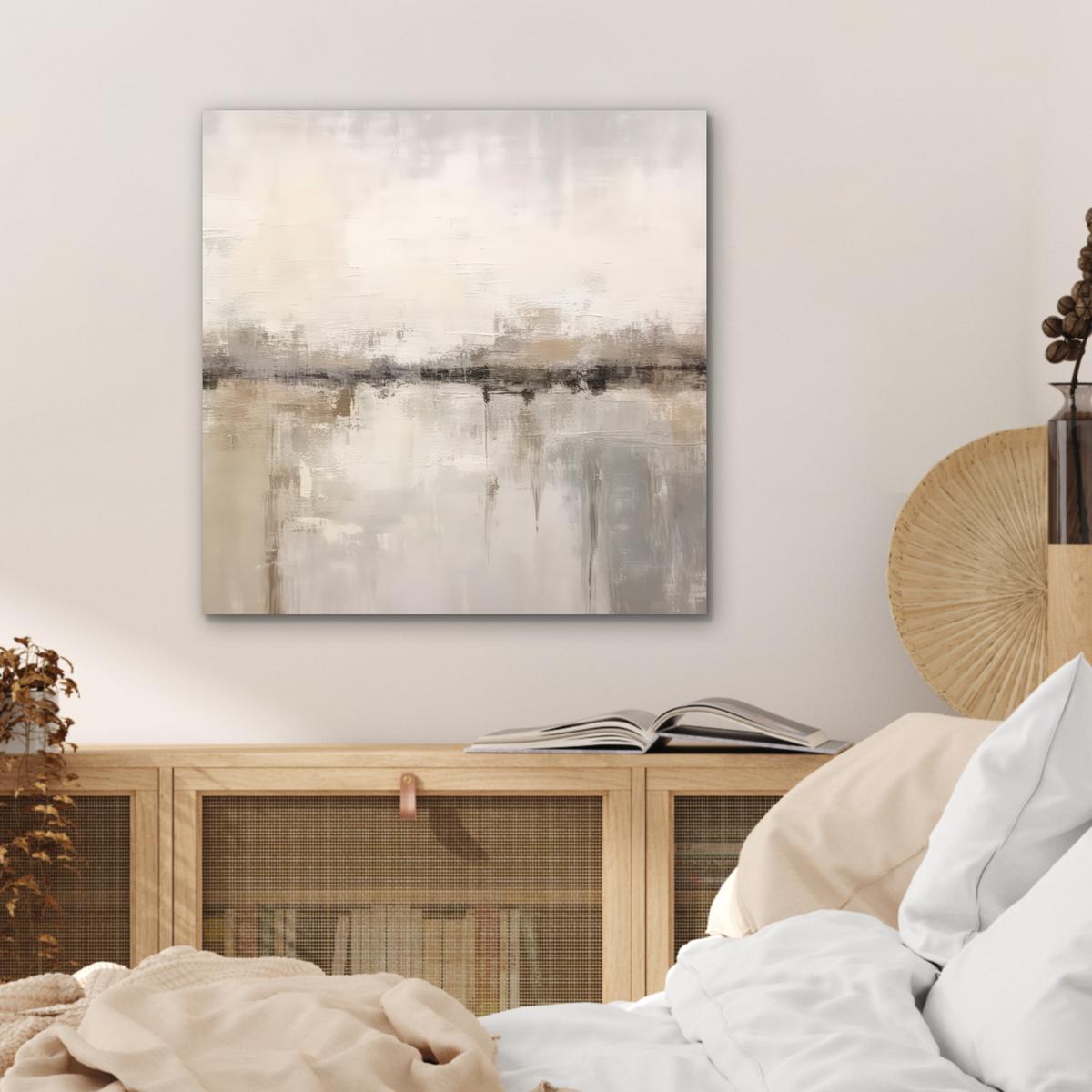 METALLBILD Moderne Kunst - Abstrakt - Beige 50x50 cm - Beige, Metall (50/50cm) - MuchoWow