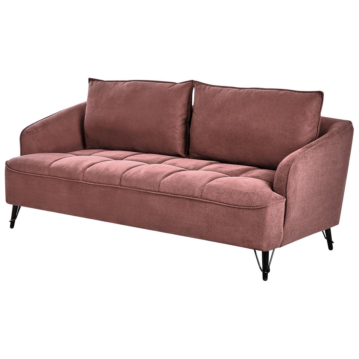 SOFA-SET 5-Sitzer Stoff Burgunderrot Hobro - Rot/Schwarz, Textil (196/87/85cm) - Beliani