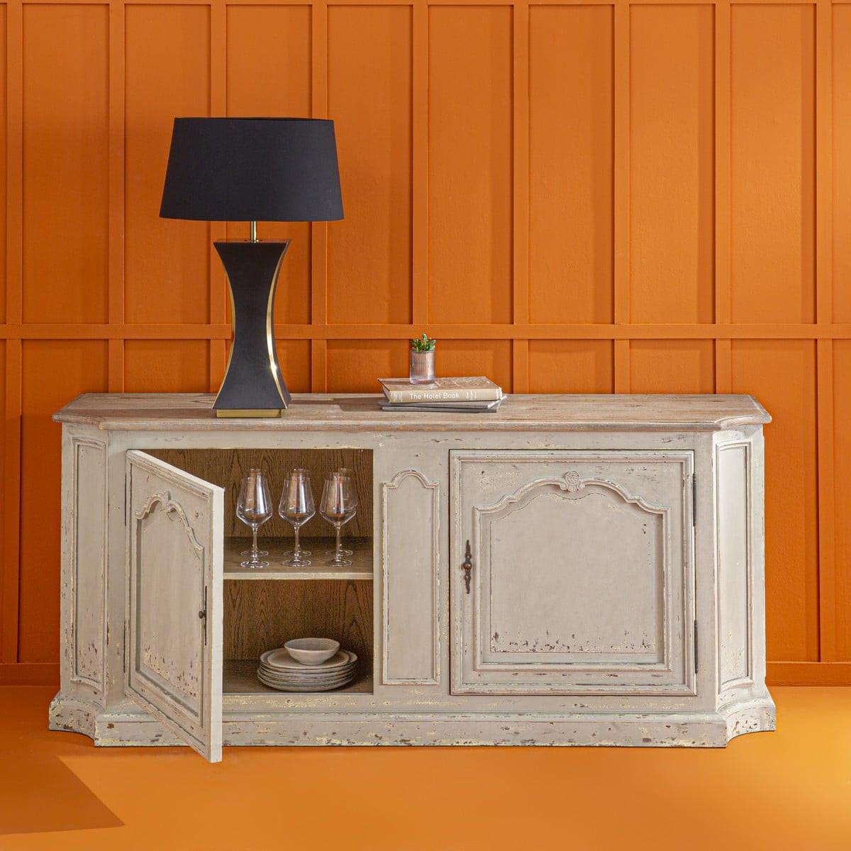 SIDEBOARD aus patiniertem Massivkiefernholz L195 cm - JOSEPHINE - Eschefarben, Holz (55/85/60cm) - Signature