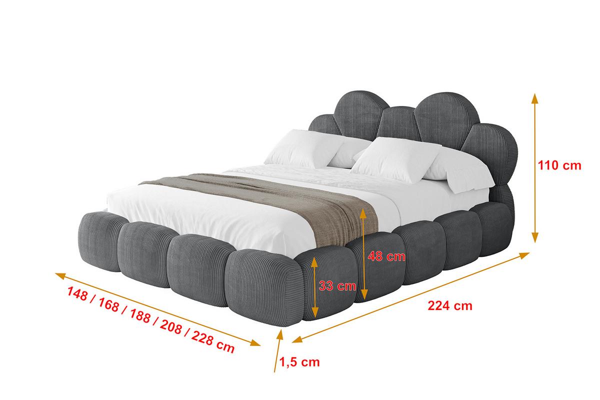 POLSTERBETT mit Bettkasten und Lattenrost, Bett mit Matratze H3/H4 - LANA 180x200 Dunkelgrau - Anthrazit, Holzwerkstoff/Textil (180/200cm) - ALTDECOR