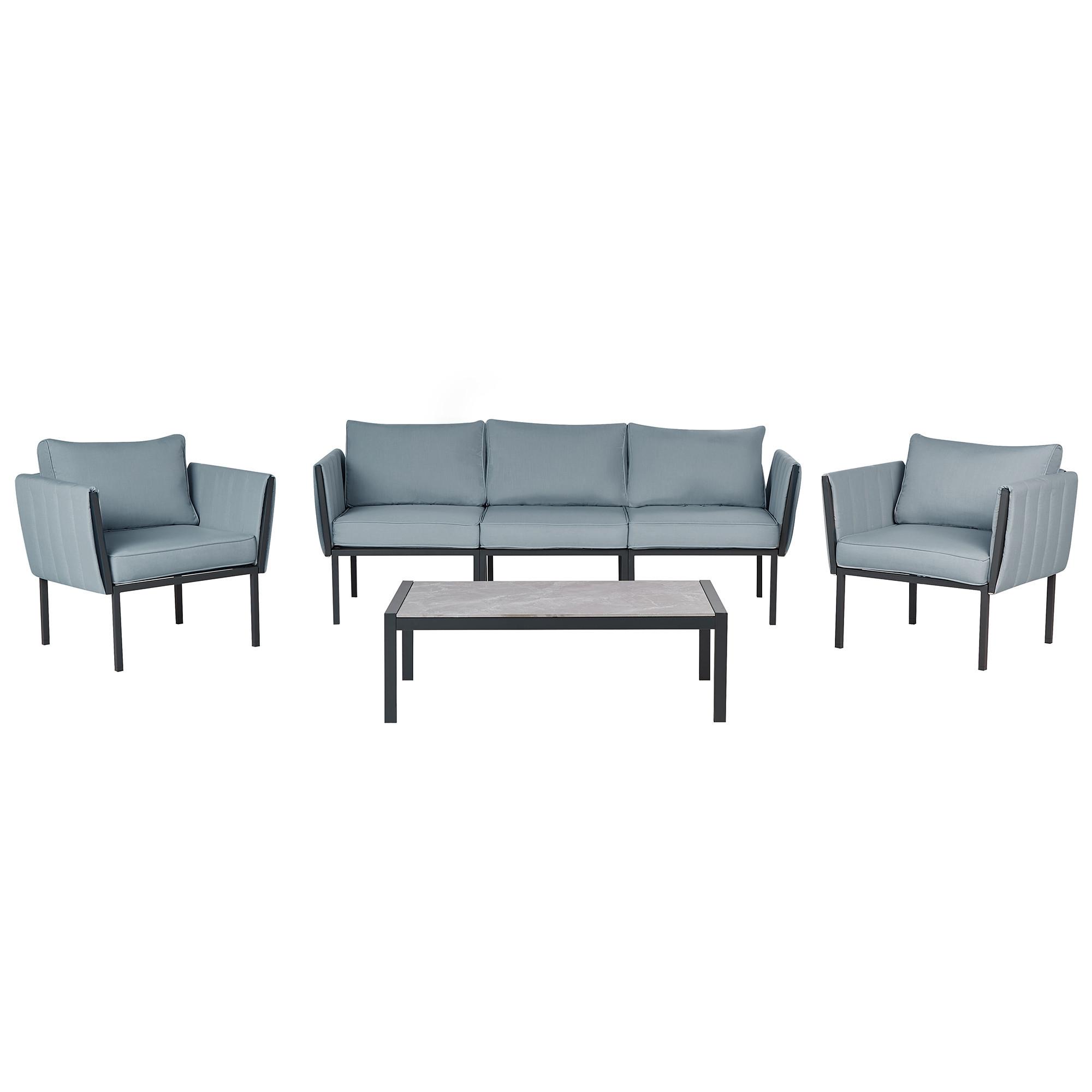 GARTENLOUNGE 5-Sitzer Grau Skala - Dunkelgrau, Metall - Beliani