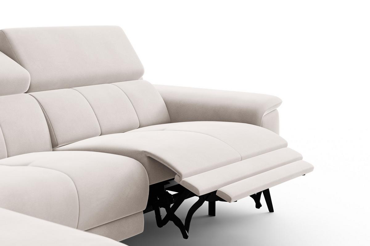 ECKSOFA FIERO 4-Sitzer LINKS, Beiger Veloursstoff - Beige/Schwarz, Holz/Textil (288/170cm) - Courtois Laville