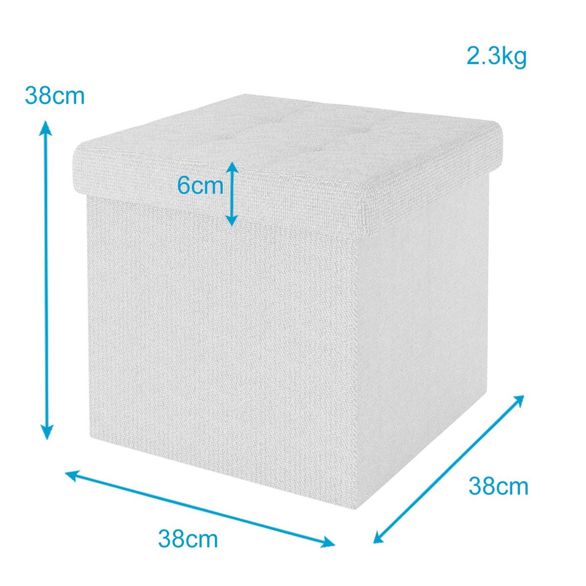 SITZHOCKER Faltbar mit Stauraum 38/38/38 cm (Weiß) - Weiß, Textil (38/38/38cm) - Intirilife