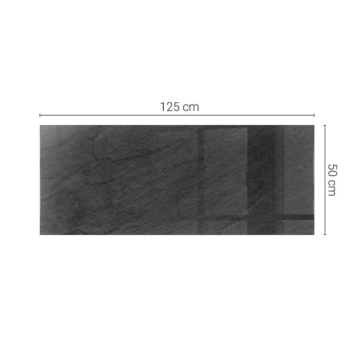 TISCHPLATTE 125x50 cm Natürliche Steinstruktur - Schwarz, Glas (0.4/125/50cm) - TULUP