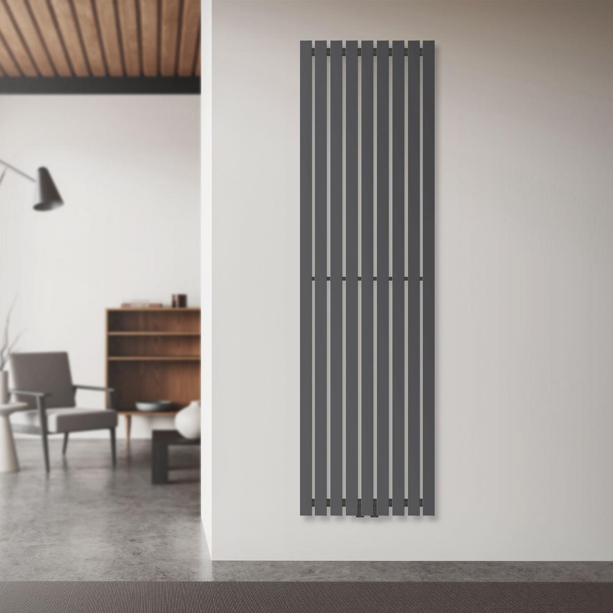 BADHEIZKÖRPER Stella 480x1600 mm Anthrazit mit Mittelanschluss - Anthrazit, Metall (48/160/5cm) - LuxeBath