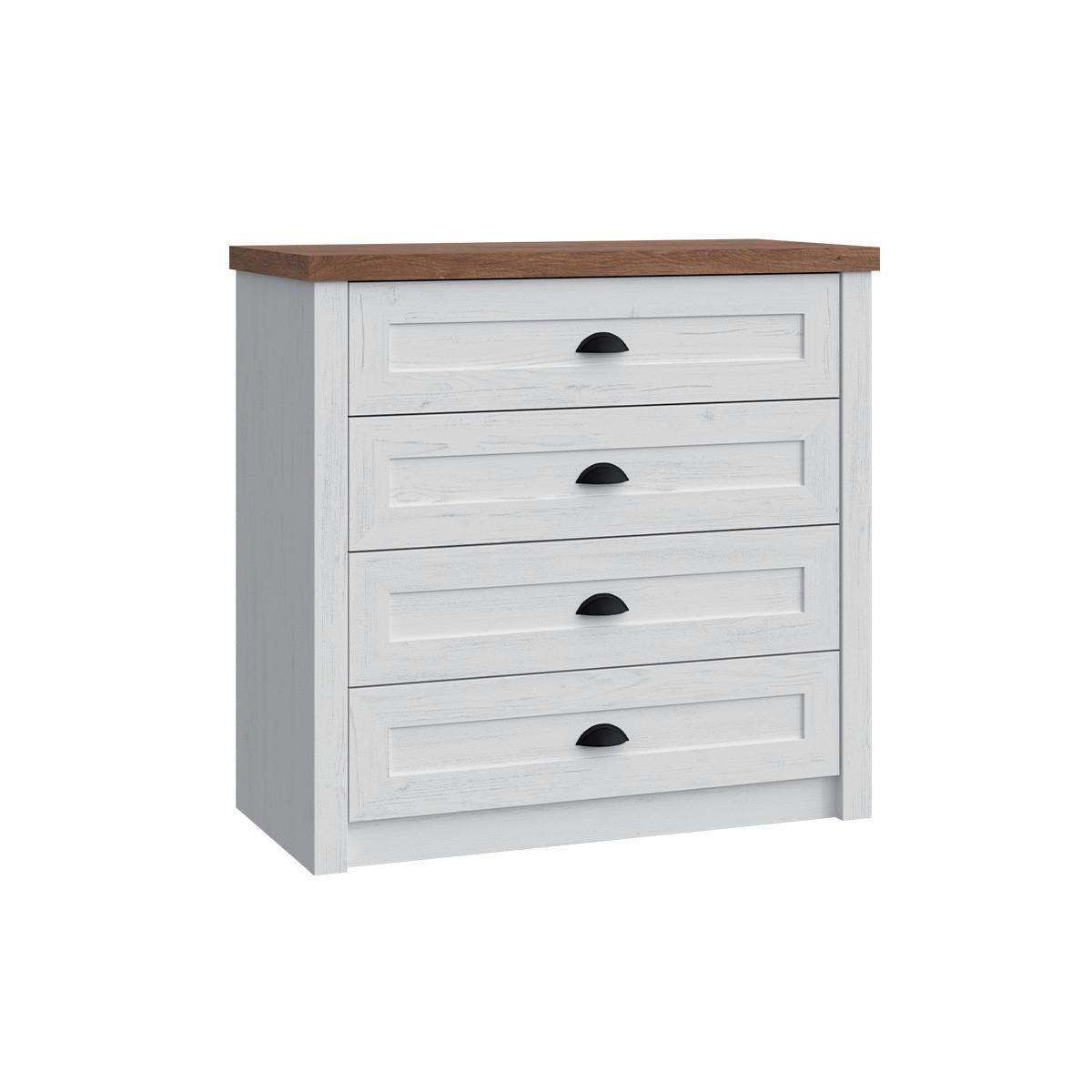 KOMMODE Léandre Weiß und Holz - Weiß, Holzwerkstoff (88.1/86.8/43.3cm) - Petits-meubles