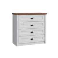 KOMMODE Léandre Weiß und Holz - Weiß, Holzwerkstoff (88.1/86.8/43.3cm) - Petits-meubles