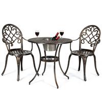 EISKUBEL Abnehmbarem Braun + Bistro-Set 3tlg. - Braun, Metall (69/86cm) - COSTWAY