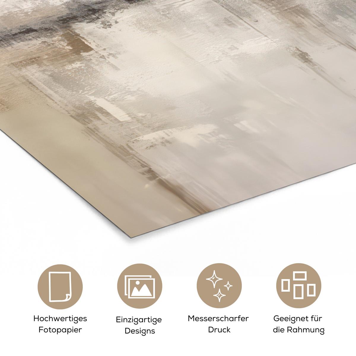 POSTER Moderne Kunst - Abstrakt - Beige Deko Wohnzimmer 60x80 cm - Beige, Papier (60/80/0.1cm) - MuchoWow