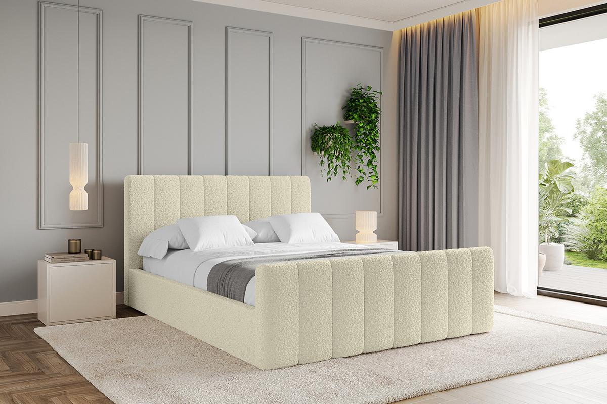 POLSTERBETT mit Bettkasten, Fußteil und Lattenrost, Boxbett mit Matratze H3/H4 - STERA-Z 160x200 Beige - Hellbraun, Holzwerkstoff/Textil (160/200cm) - ALTDECOR