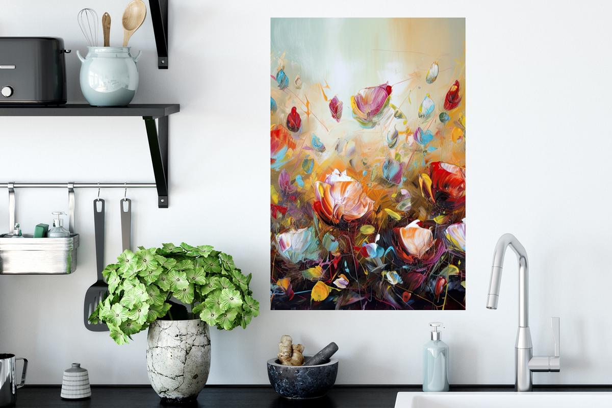 WANDTATTOO Blumen - Kunst - Natur - Ölgemälde Wandbild 40x60 cm - Multicolor, Kunststoff (40/60/0.1cm) - MuchoWow