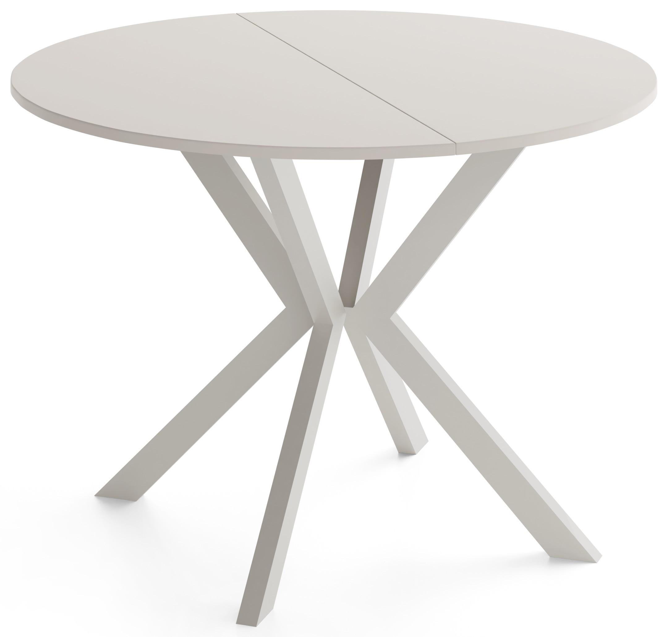 ESSTISCH Valio rund oval ausziehbar verlängerbar mit Metallbeinen in Kaschmir Grau, Kaschmir 90-130/90/76 cm - Kaschmir/Beige, Holzwerkstoff/Metall (90/130/76cm) - WFL GROUP