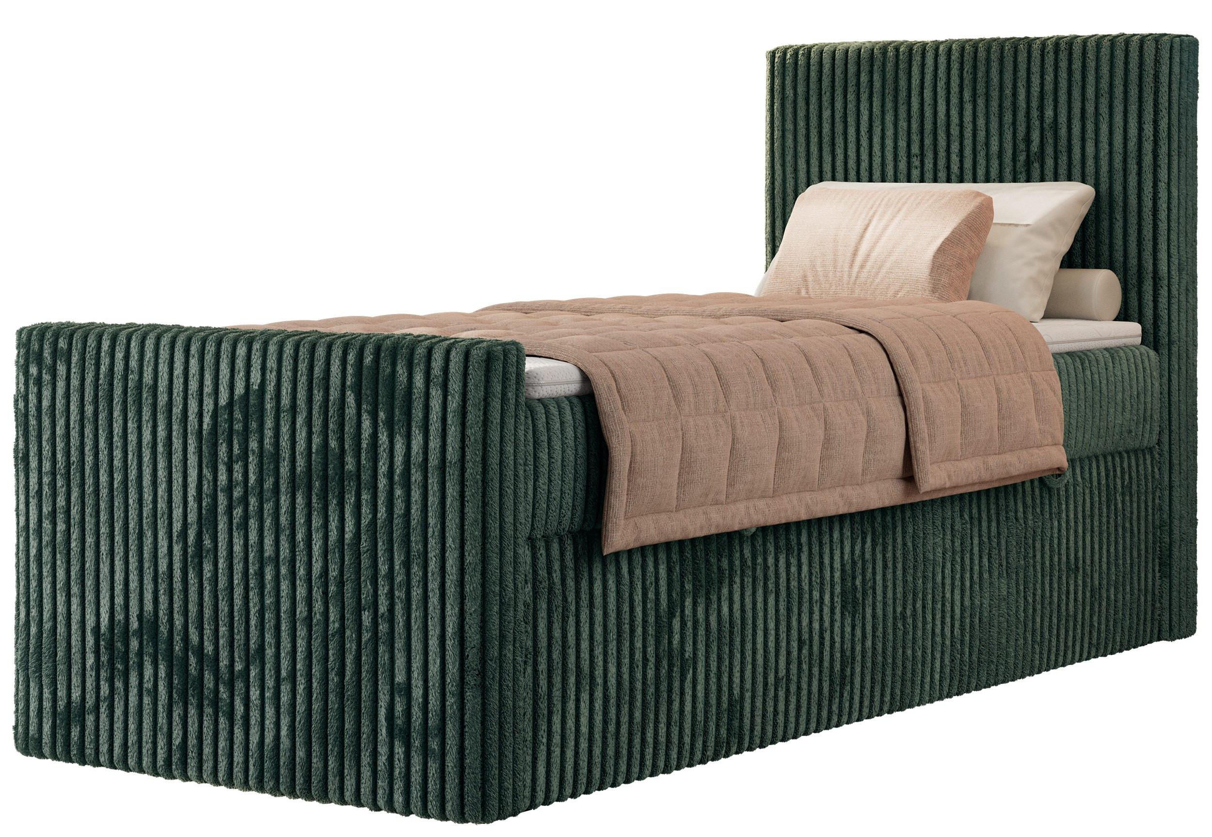 BOXBETT TILIANO DUO 90/200 - Dunkelgrün Cord - H4 - Topper T25 - Rechts Seite - Dunkelgrün, Textil (90/200cm) - MKS