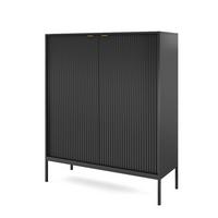 HIGHBOARD STELLARE 104/125/39 cm mit 2 Türen Schwarz - Schwarz, Holzwerkstoff (104/125/39cm) - MASSENO