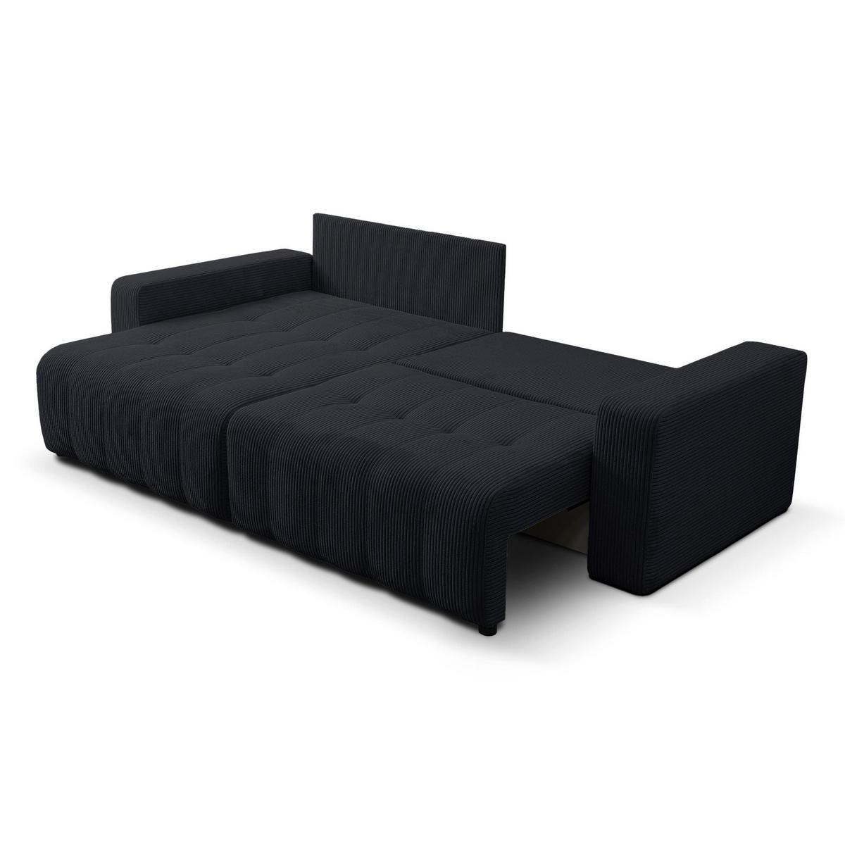 ECKSOFA Maillo Dunkelgrau Cord - Dunkelgrau/Schwarz, Kunststoff/Textil (245/143cm) - Selsey