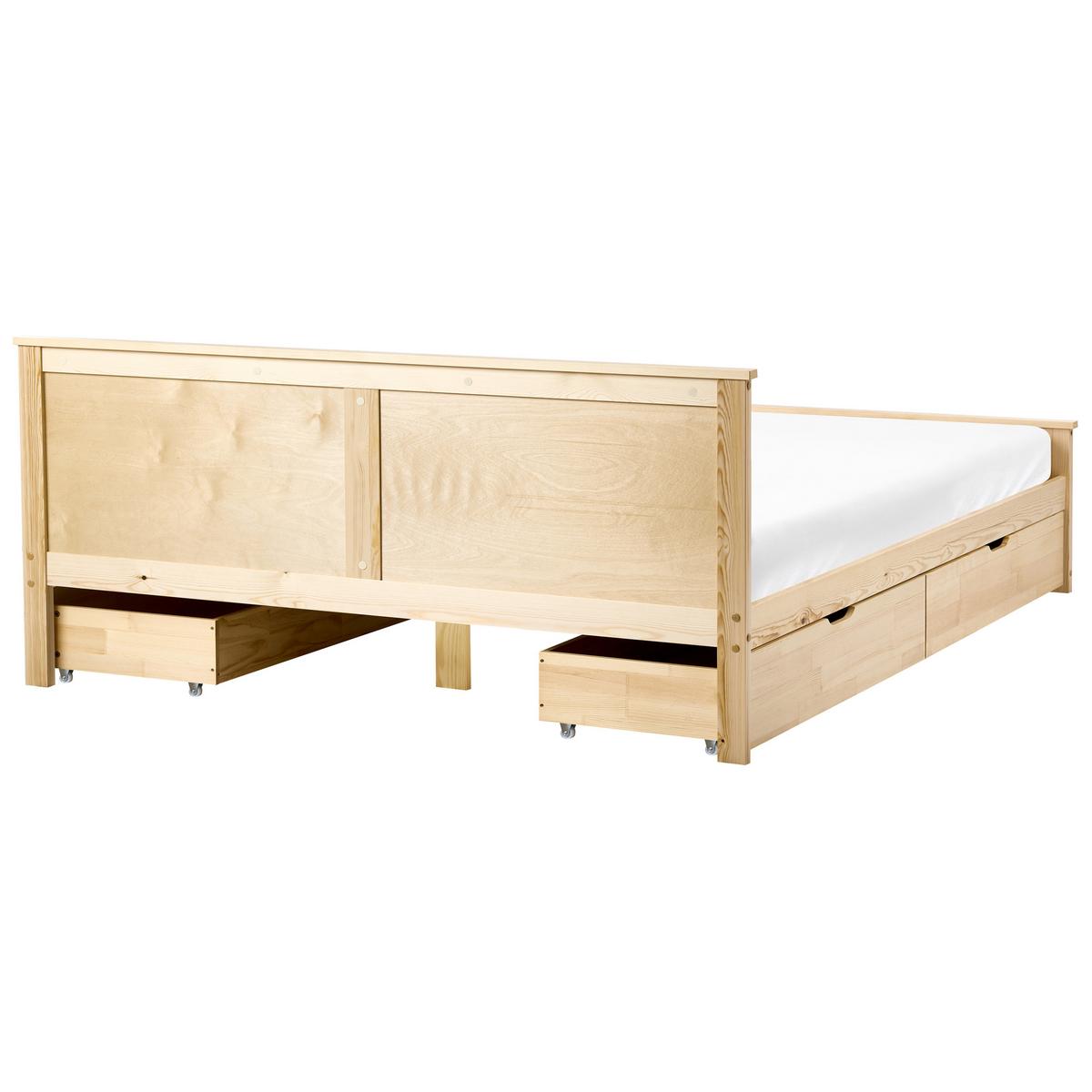 BETT mit 4 Schubladen 180/200 cm Kiefernholz Hellbraun Dauphin - Hellbraun, Holz (180/200cm) - Beliani