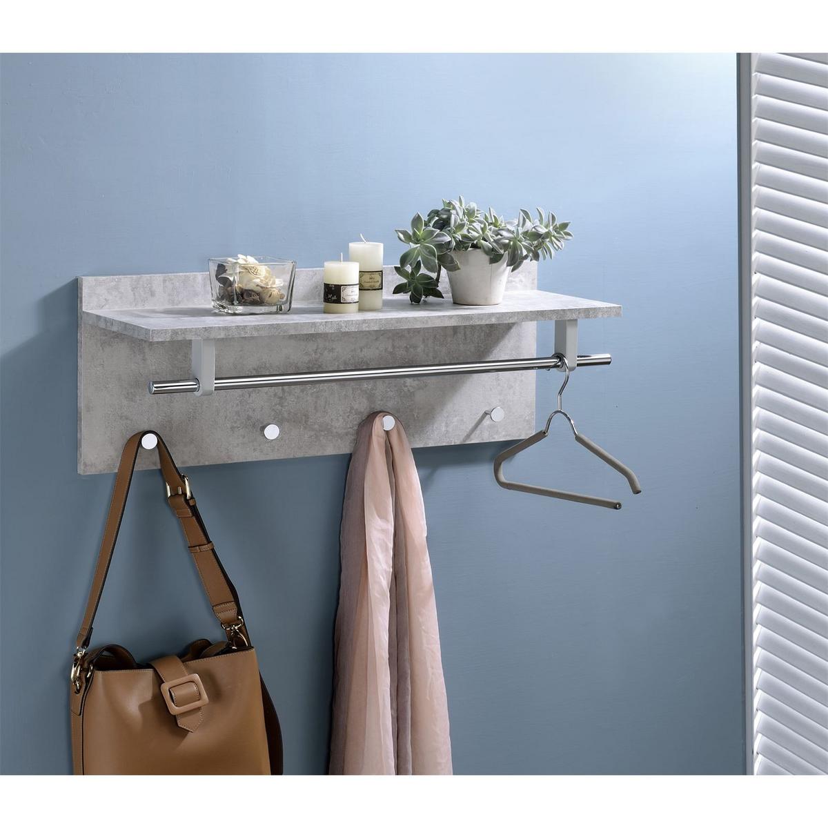 WANDGARDEROBE ULF beton - Hellgrau, Holzwerkstoff (75/30/26cm) - IDIMEX