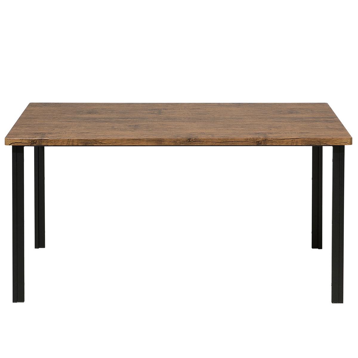 ESSGRUPPE Dunkelbraun Stahl 6-Sitzer 150 cm Laredo - Schwarz, Holzwerkstoff (150/75/90cm) - Beliani