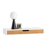 WANDREGAL mit Schublade Bambus Weiß-Natur 60x24x8cm - Weiß/Naturfarben, Holzwerkstoff (60/8/25cm) - SoBuy