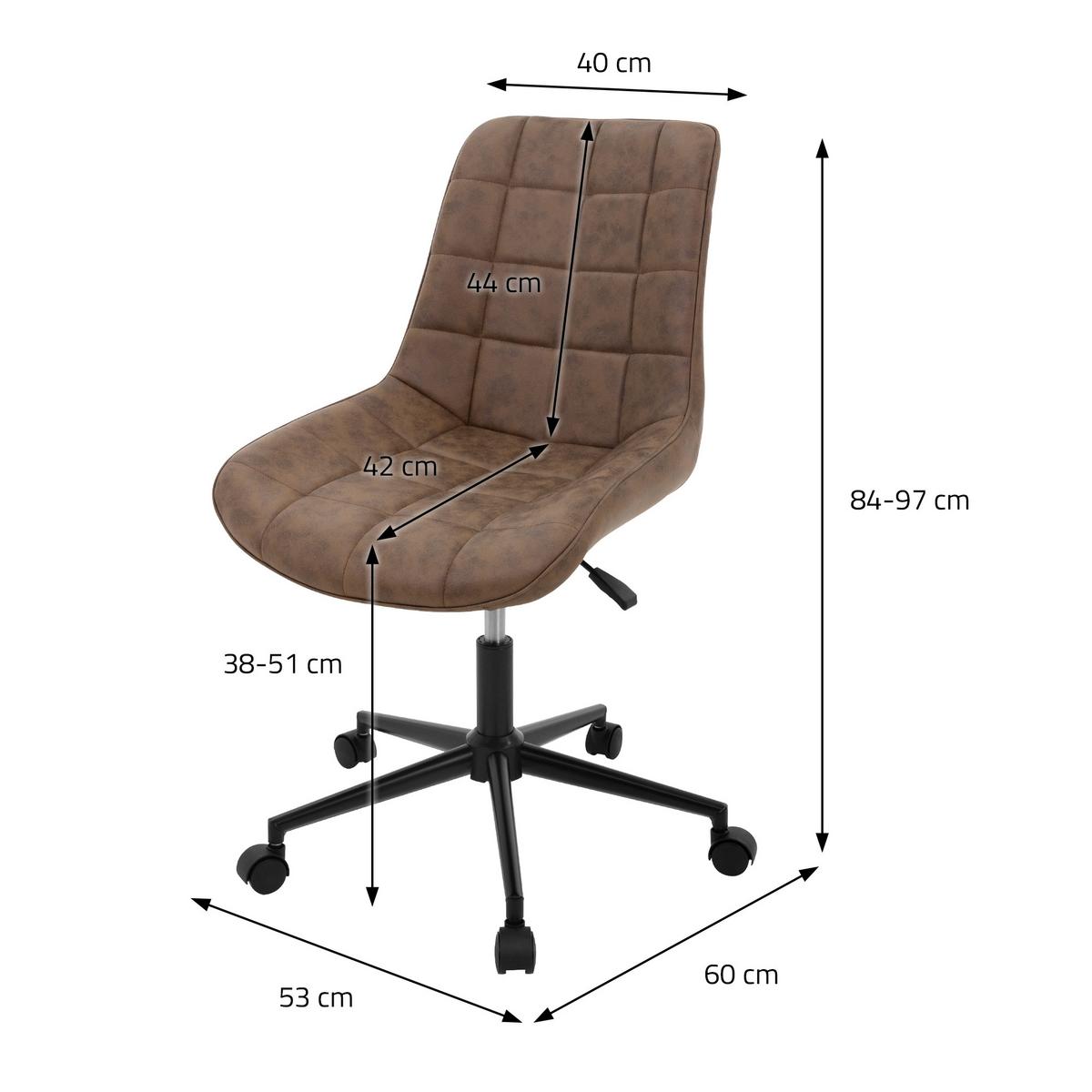 BÜROSTUHL Kunstleder braun - Schwarz/Braun, Textil/Metall (53/97/60cm) - ML-DESIGN