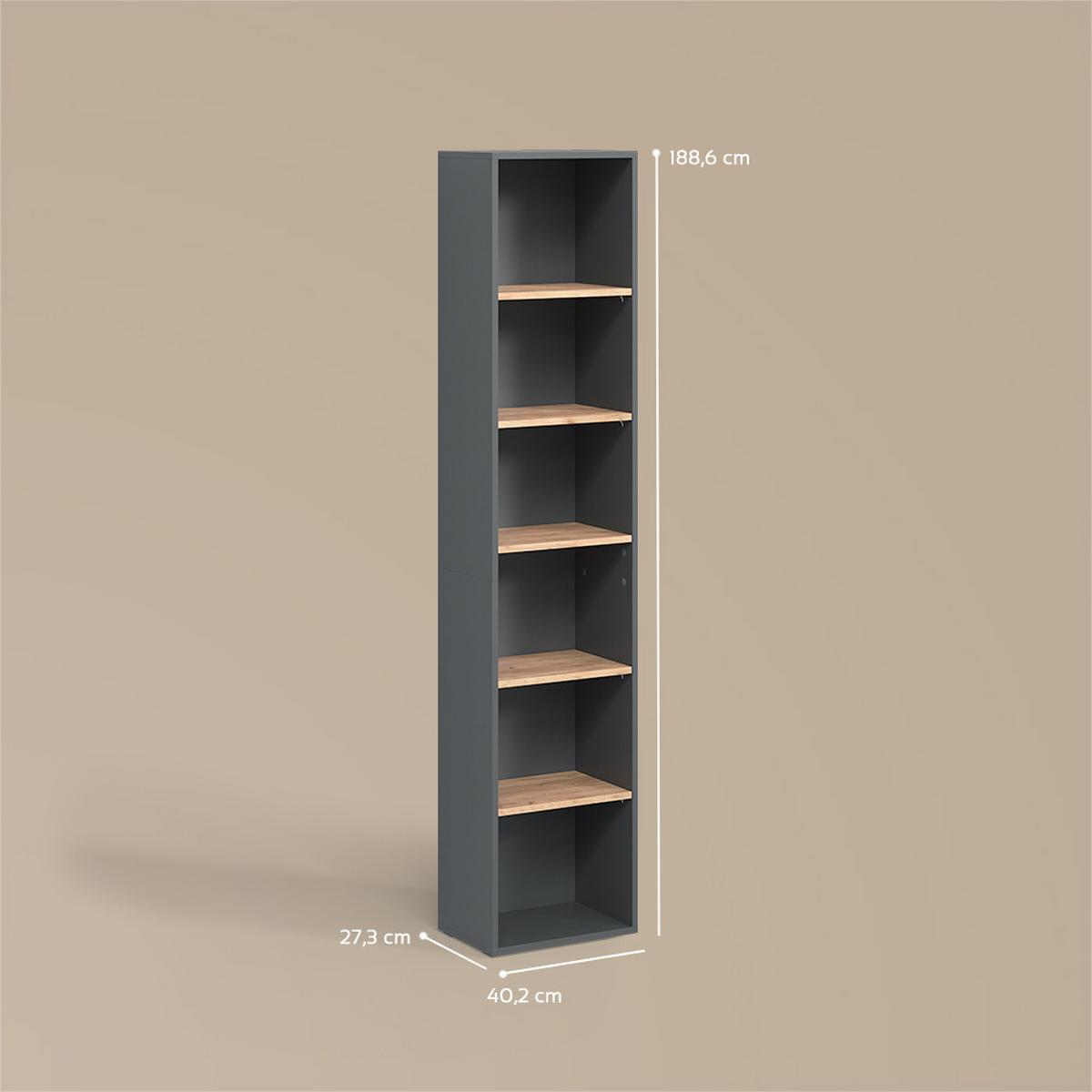 BADSCHRANK Paolina Anthrazit/Goldkraft Eiche 40.2 x 188.6 cm - Honigeiche/Anthrazit, Holzwerkstoff (40.2/188.6/27.3cm) - Livinity®