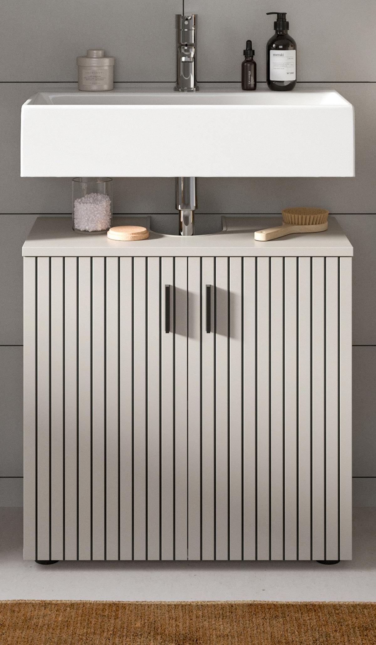 WASCHBECKENUNTERSCHRANK kaschmir 60 cm, Badezimmer Unterschrank 2-türig - Kaschmir/Schwarz, Holzwerkstoff/Kunststoff (60/59/30cm) - Inn.Furn