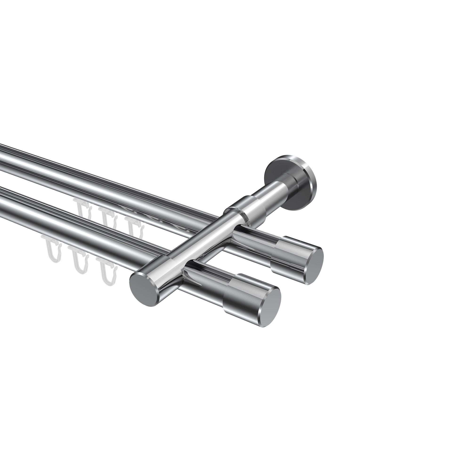 GARDINENSTANGE INNENLAUF Prestige Santo 480 cm (geteilt in 3 x 160 cm), 2-läufig, 20 mm Ø Chrom - Chromfarben, Metall (480cm) - INTERDECO
