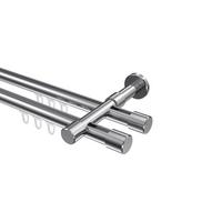 GARDINENSTANGE INNENLAUF Prestige Santo 480 cm (geteilt in 3 x 160 cm), 2-läufig, 20 mm Ø Chrom - Chromfarben, Metall (480cm) - INTERDECO