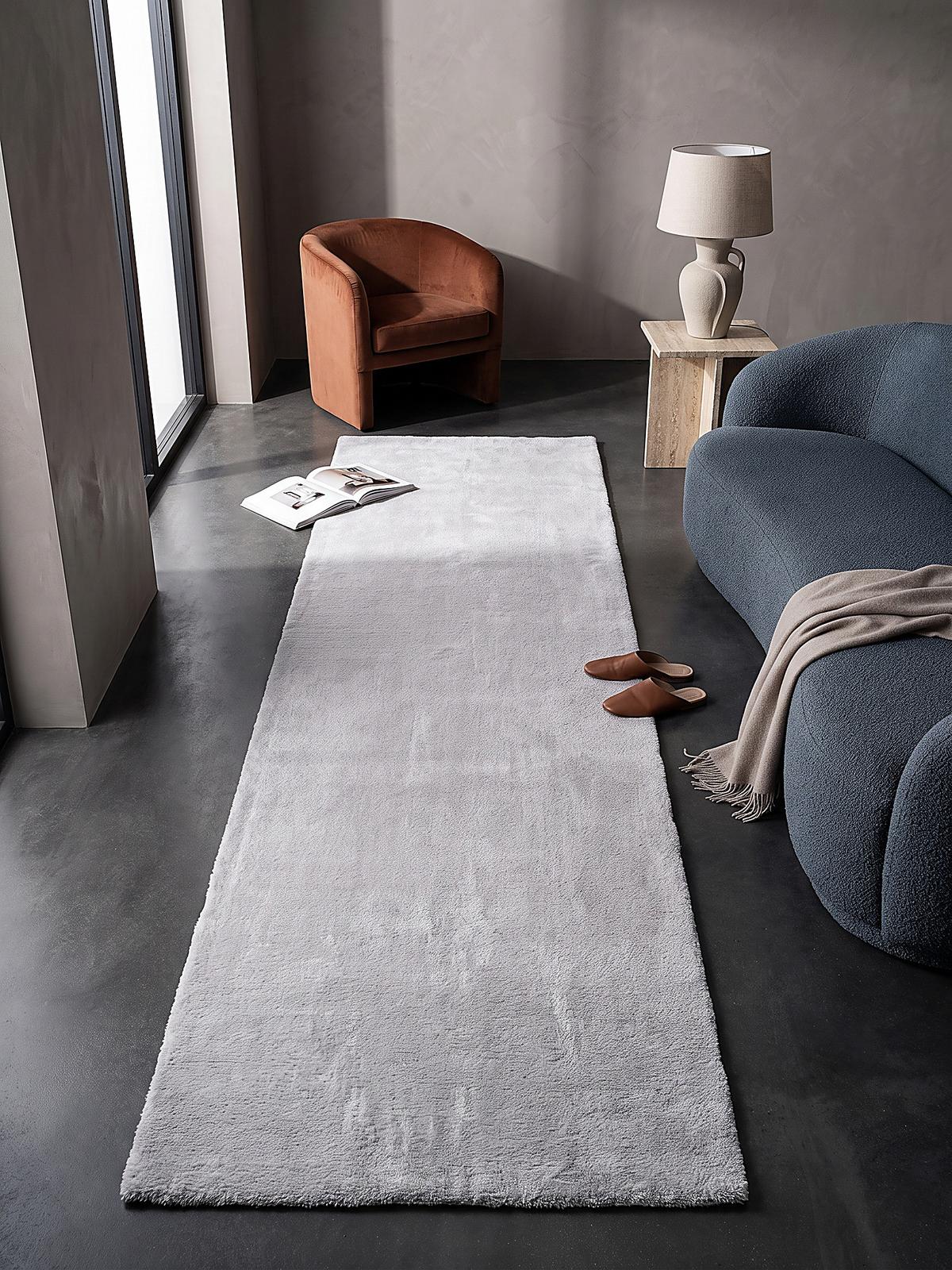 TEPPICHLÄUFER Antirutsch Uni ALDAN Polyester Grau 60 x 110 cm - Grau, Textil (60/110cm) - KADIMA DESIGN