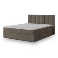 BOXBETT MERIL 200x200 cm mit Matratze und Topper, H2+H3 - Braun - Braun, Holz (200/200cm) - MASSENO