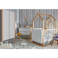 BABYZIMMER 3-teilig Weiß und grau - Weiß, Holzwerkstoff (144/86.5/80cm) - Petits-meubles