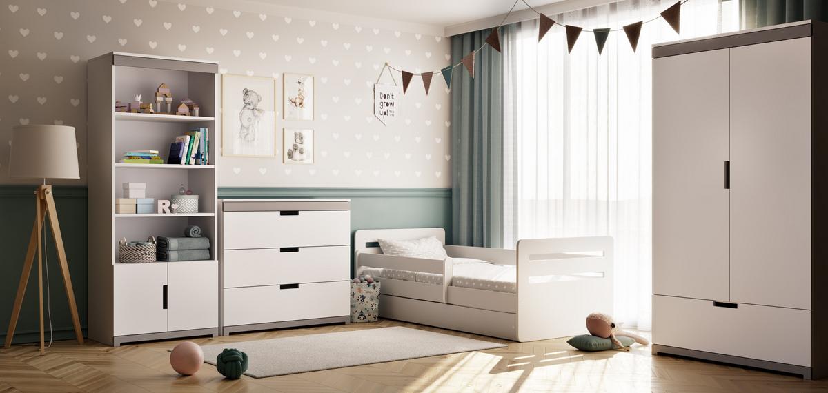 KINDERKLEIDERSCHRANK Kubi - Weiß, Holzwerkstoff (57/182/100cm) - RAUMHIRSCH FURNITURE
