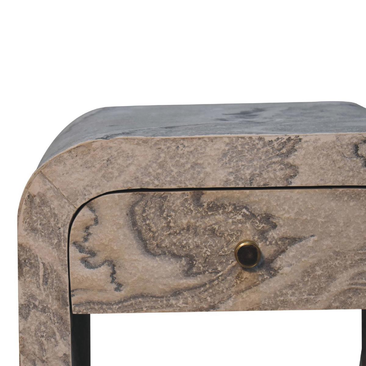 NACHTTISCH aus Massivholz, 1 Schublade, Weiß - Messingfarben/Weiß, Holz/Metall (45/40/35cm) - Artisan Furniture