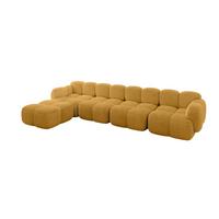 ECKSOFA modulares Sofa Links Miko-L3 390x205x75 Senfgelb Cord - Schwarz/Honig, Holzwerkstoff/Kunststoff (390/205cm) - ALTDECOR