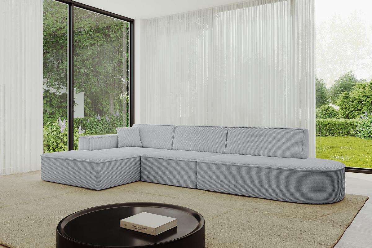 ECKSOFA Ottomane Links IREA-L2-v4 - 327x165x77 cm Grau - Grau, Holzwerkstoff/Textil (327/165cm) - ALTDECOR